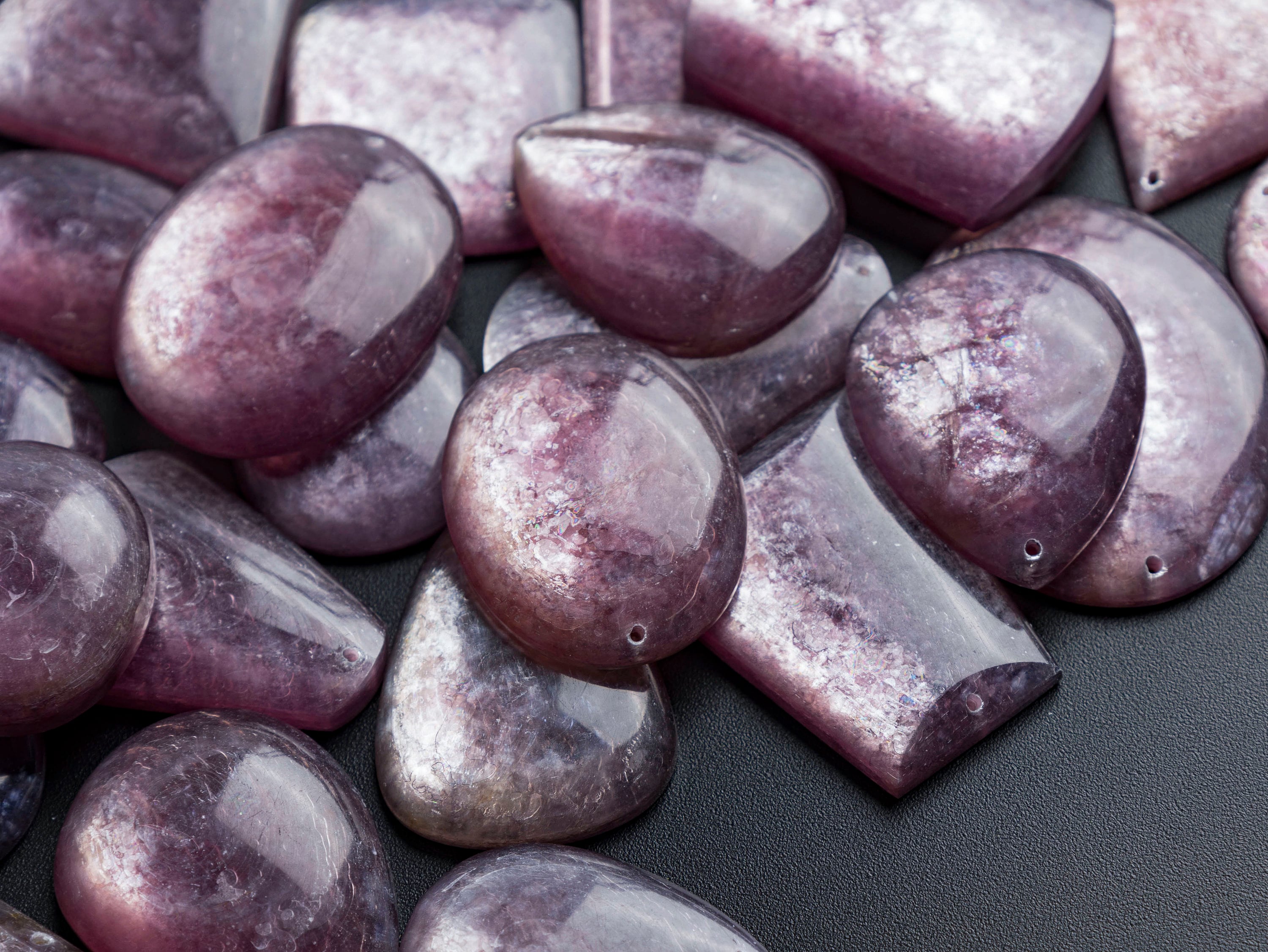 Top Drilled Cabochon Different Teardrop Shape Stone Pendant - Genuine Natural Purple Lepidolite