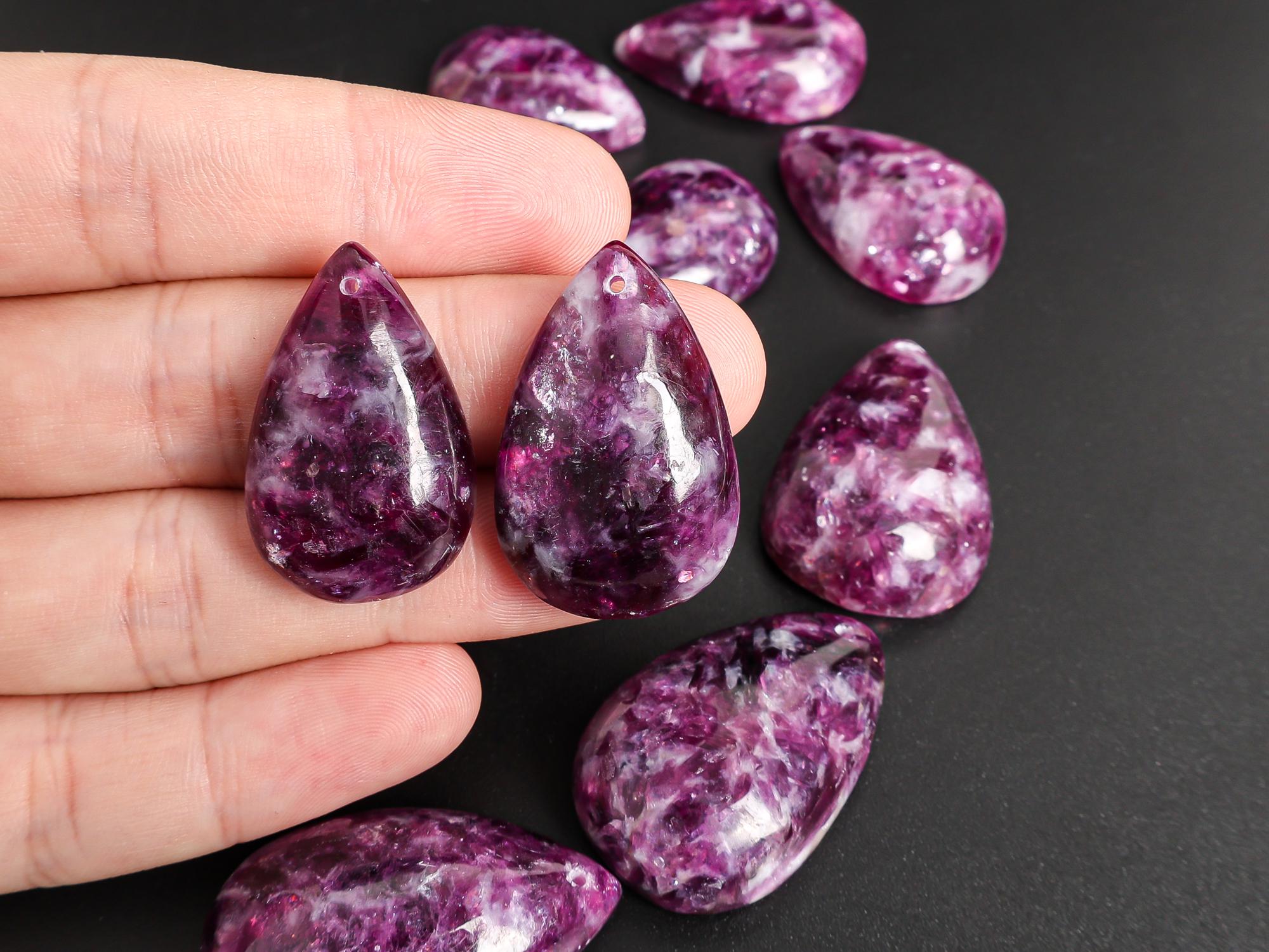 Top Drilled Purple Lepidolite Teardrop Pendant Grade Aaa Natural One Of A Kind Gemstone
