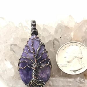Lepidolite Tree of Life Wire Wrapped Pendant Necklace