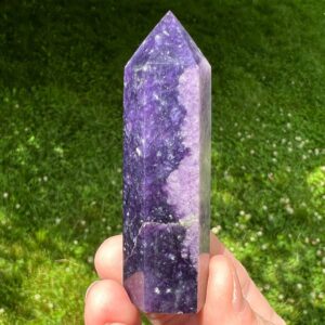 2.8 Inch Sparkly Lepidolite Crystal Tower, Dark Purple Mica Point For Pisces #7 2.8 Inch Sparkly Lepidolite Crystal Tower, Dark Purple Mica Point For Pisces #7