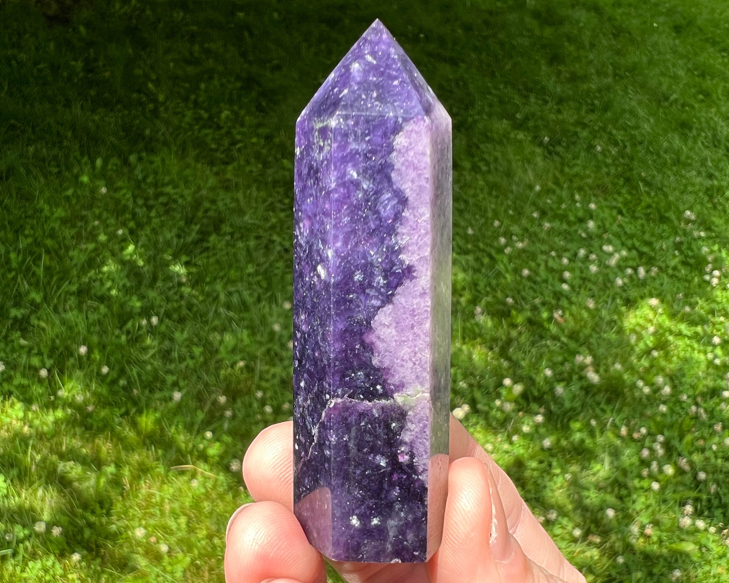 2.8 Inch Sparkly Lepidolite Crystal Tower, Dark Purple Mica Point For Pisces #7