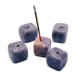 Lepidolite Crystal Incense Holder - Crystal Stone Incense Stick Holder - Polished Cube Incense Holder - Healing Stone - In1011 Lepidolite Crystal Incense Holder - Crystal Stone Incense Stick Holder - Polished Cube Incense Holder - Healing Stone - In1011
