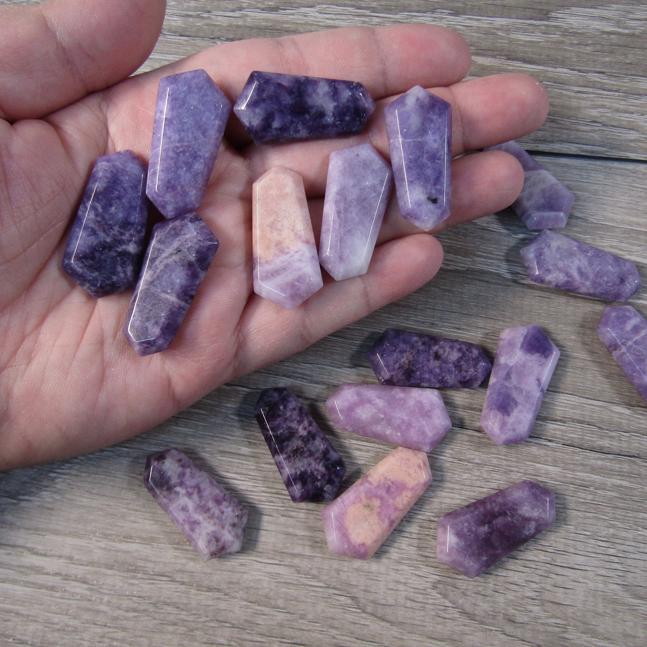 Lepidolite Double Terminated 1 Inch + Flat Wand Lepidolite Double Terminated 1 Inch + Flat Wand