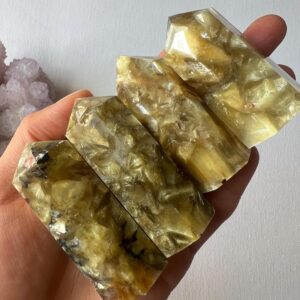 Golden Lepidolite Crystal Tower, Mica Muscovite Point Golden Lepidolite Crystal Tower, Mica Muscovite Point