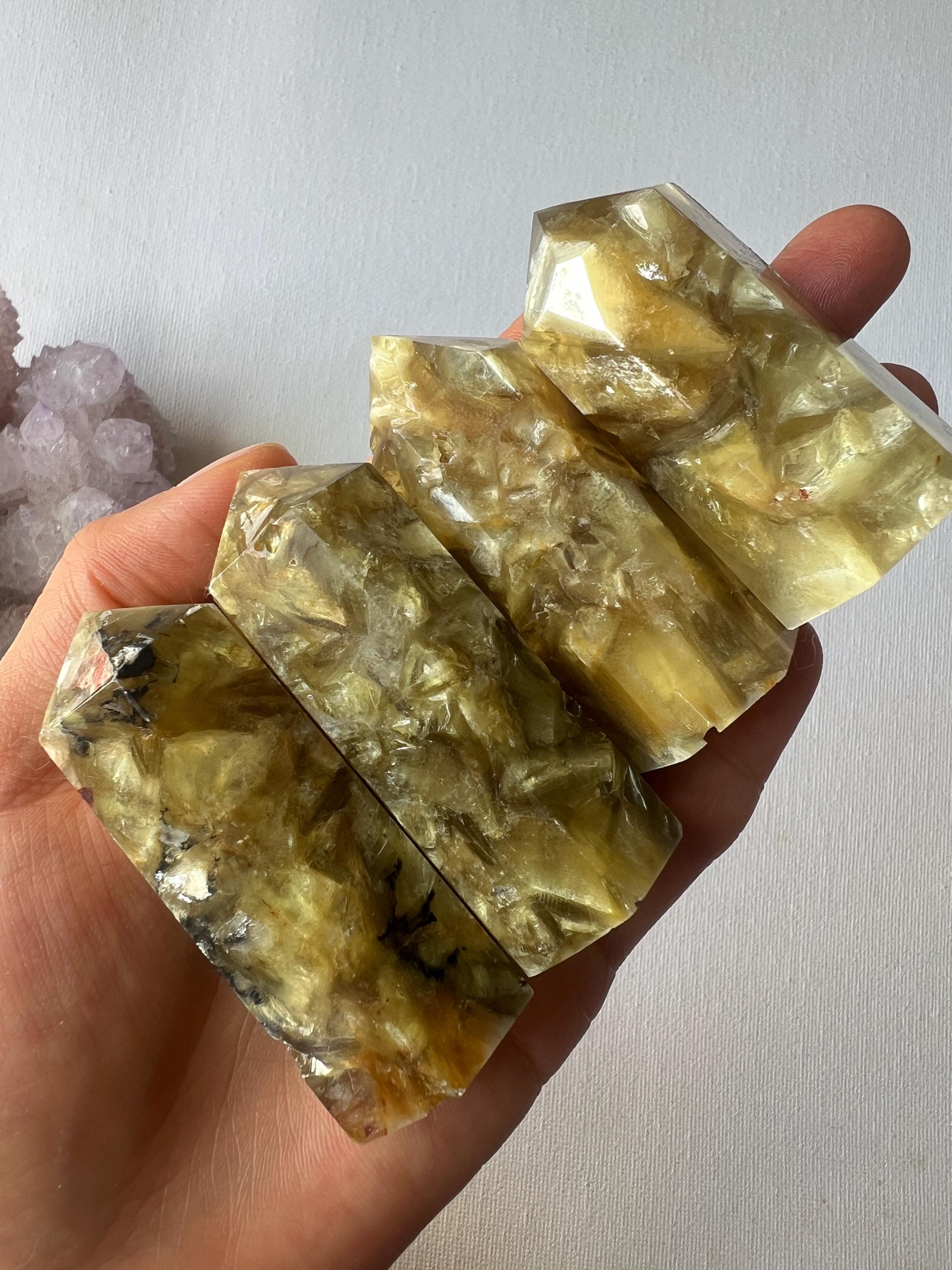Golden Lepidolite Crystal Tower, Mica Muscovite Point