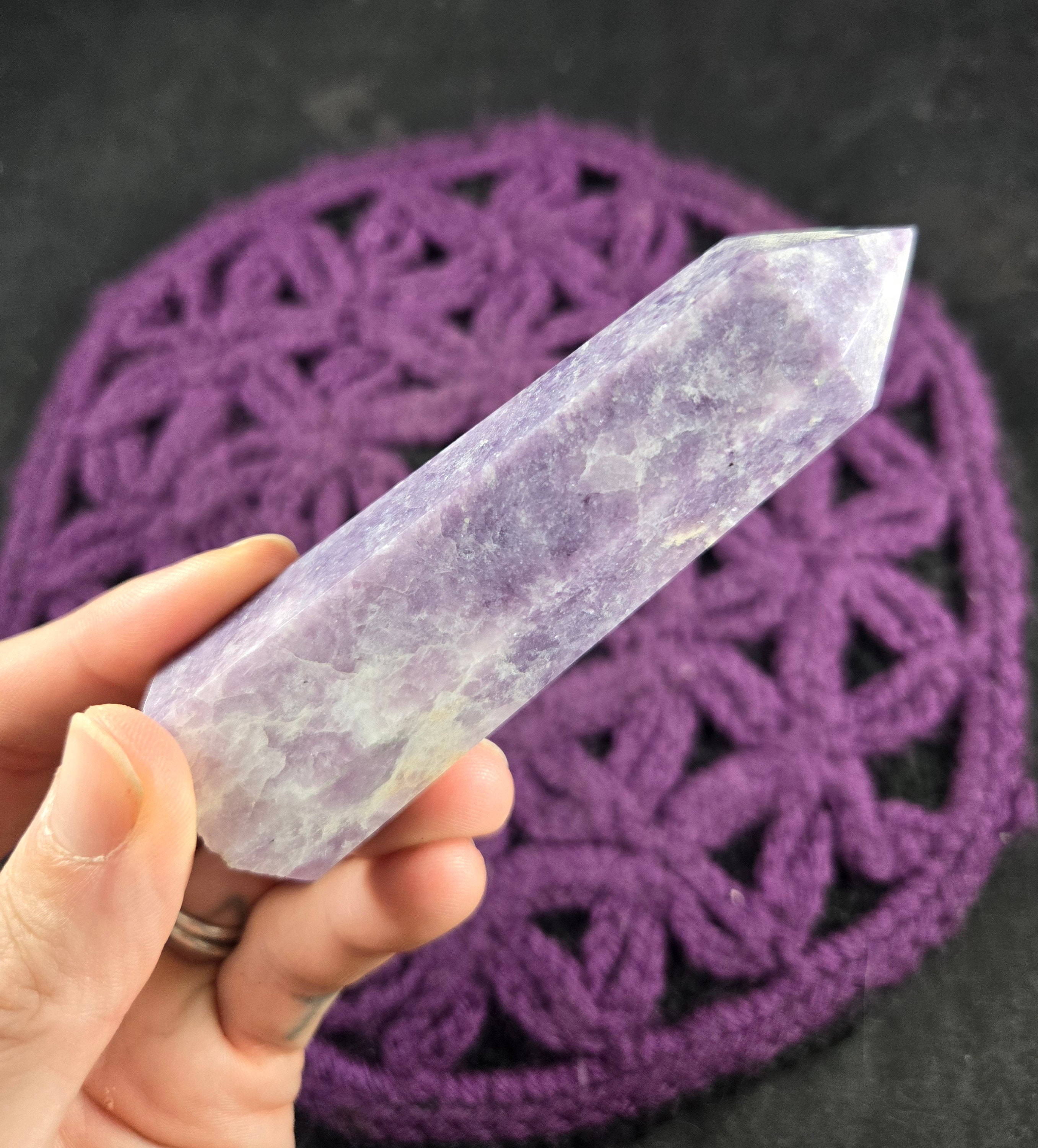 Lepidolite Polished Point Healing Stones Generator Tower Crystal Self Standing Crystal Purple Sparkly Lithium Inclusion