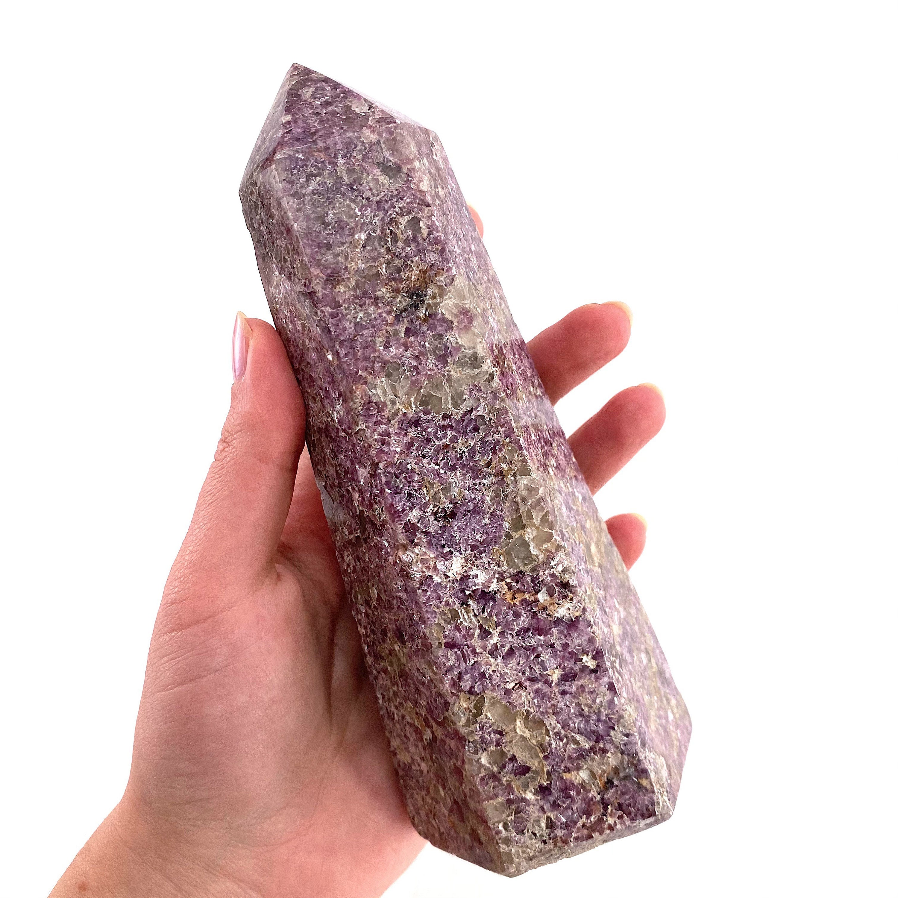 Xl Lepidolite Point | Purple Crystal Tower Wand (16.5 X 6.5 Cm)