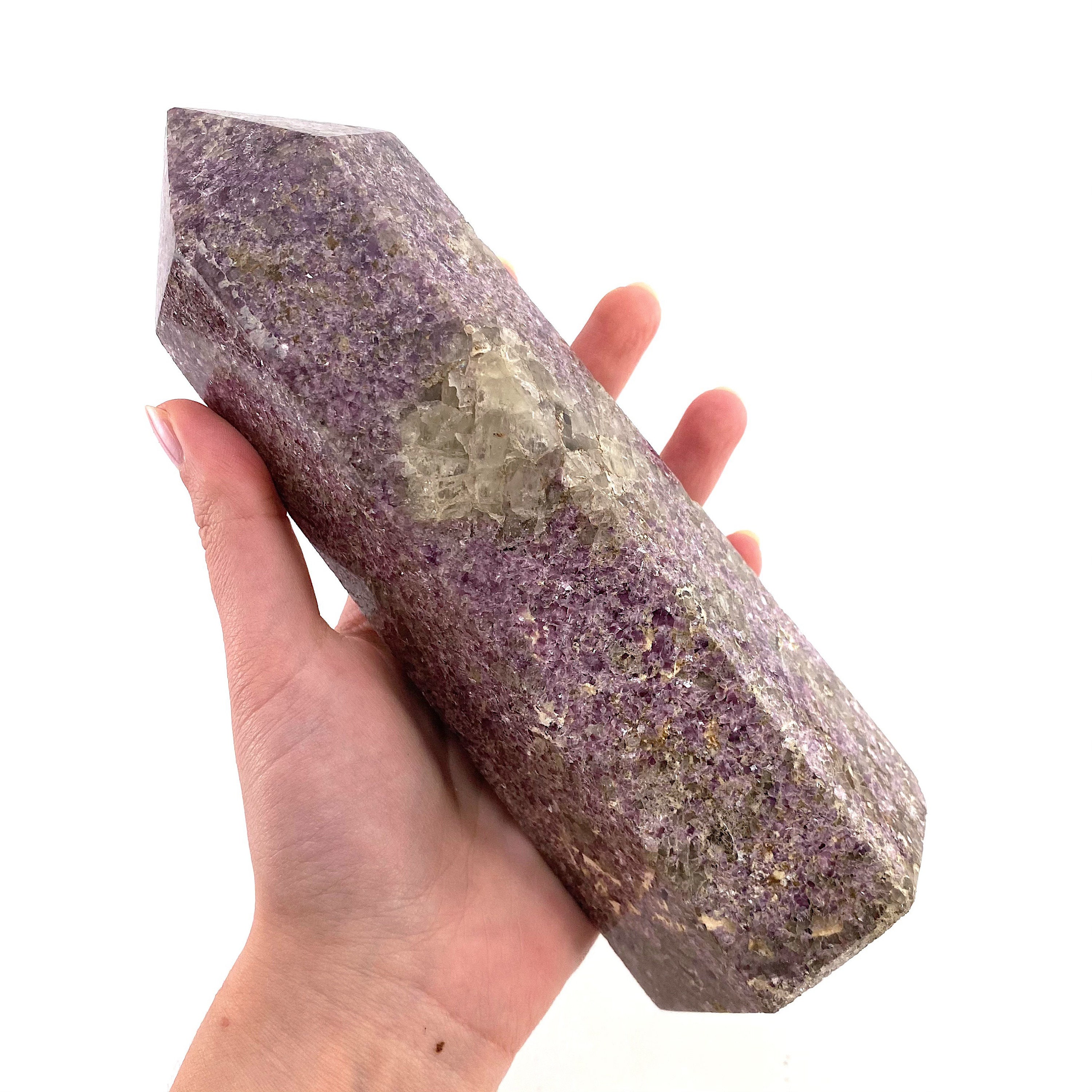 Xl Polished Lepidolite Tower | Purple Crystal Point (20.5 X 7.5 Cm)