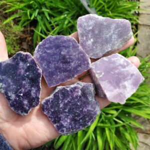 Half Rough and Half Polished Lepidolite Crystals - Polished Lepidolite Faces - Raw Rough Lepidolite Pieces