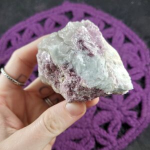 Lepidolite in Albite Raw Crystal Rough Stones Brazil Purple Mica Lithium Quartz Blue Albite