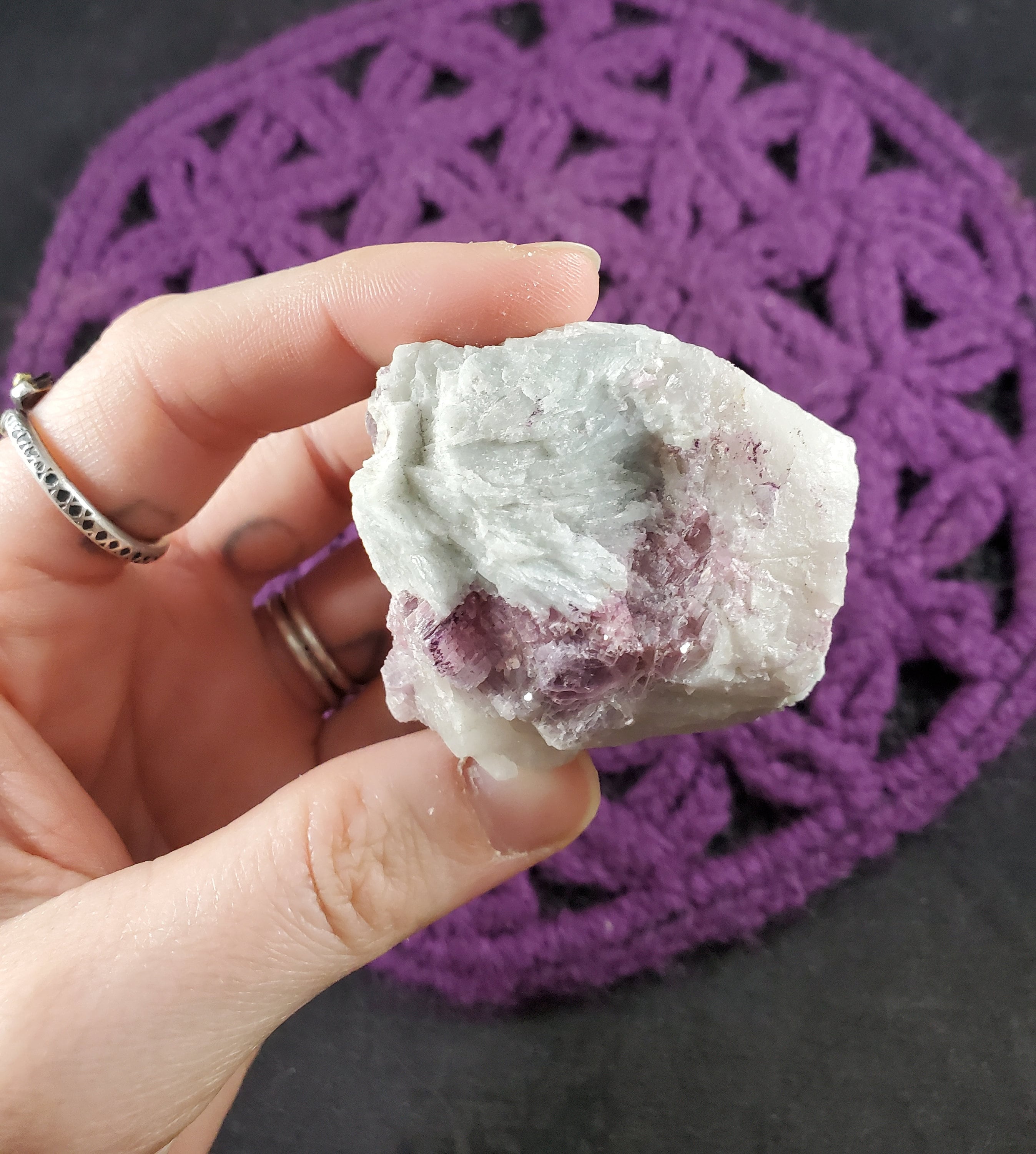Lepidolite In Albite Raw Crystal Rough Stones Large Brazil Purple Mica Lithium Quartz Blue Albite