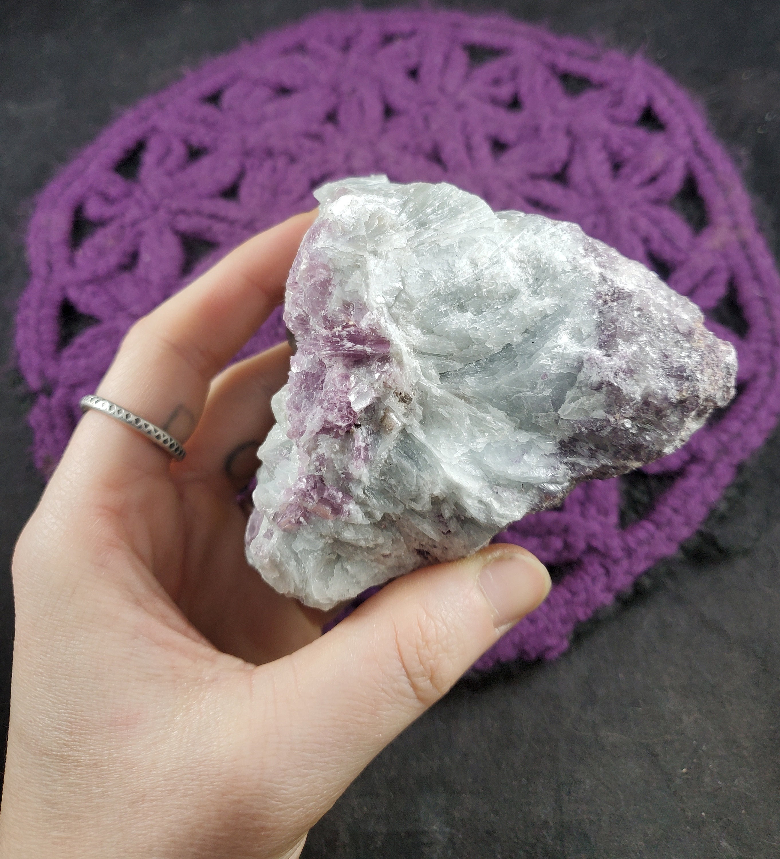 Lepidolite In Albite Raw Crystal Rough Stones Large Brazil Purple Mica Lithium Quartz Blue Albite