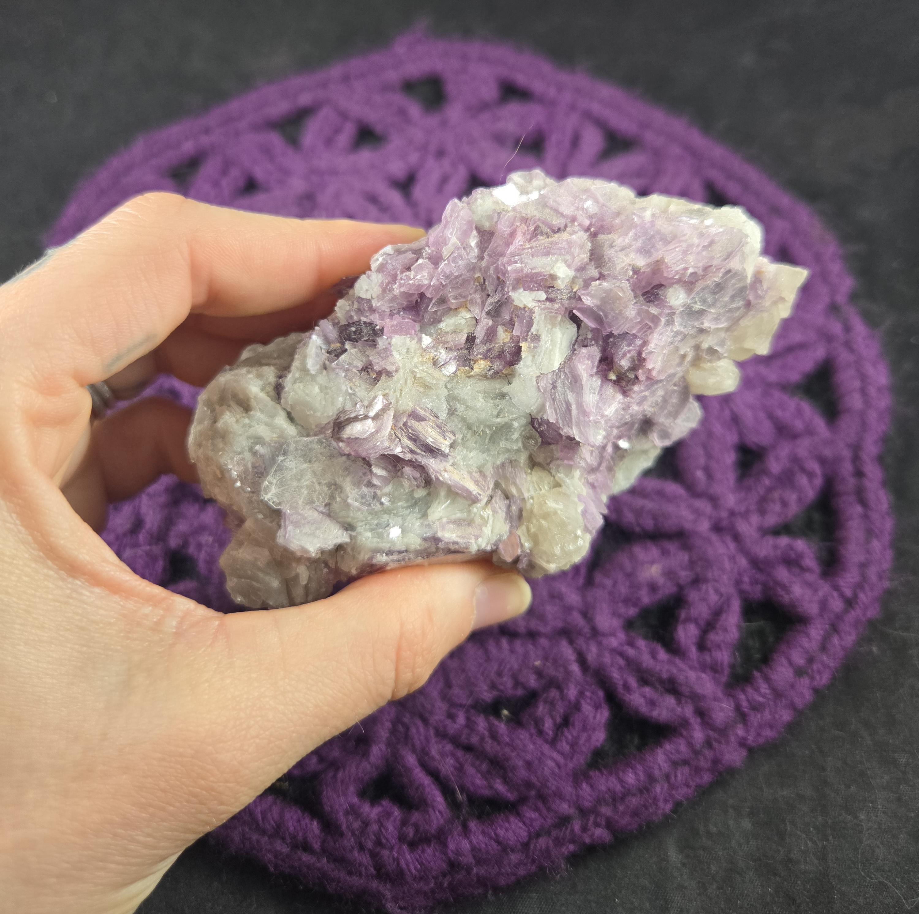 Lepidolite In Albite Raw Crystal Rough Stones Brazil Purple Mica Lithium Quartz Blue Albite
