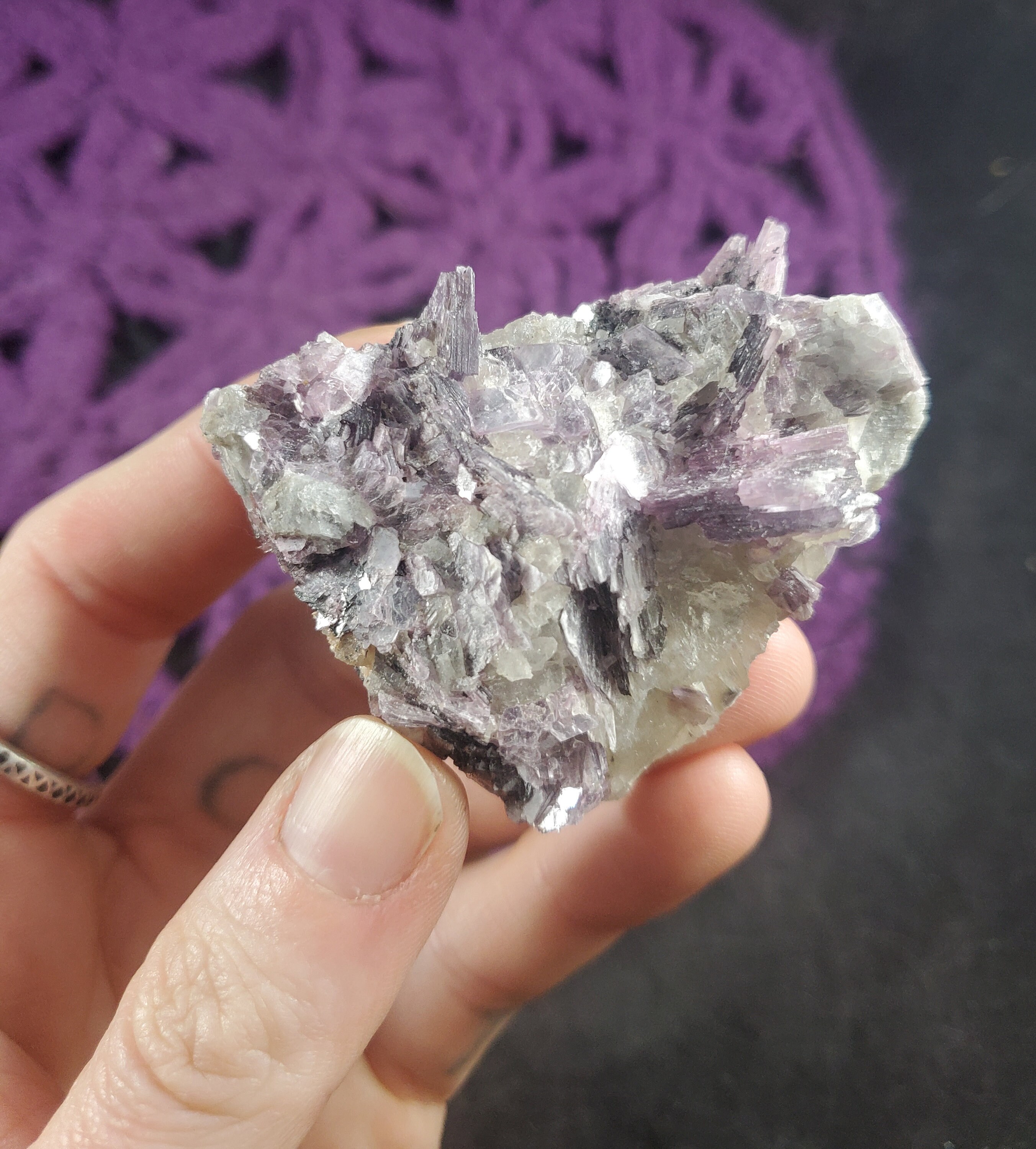 Lepidolite In Quartz Raw Crystal Rough Stones Brazil Purple Mica Lithium Quartz