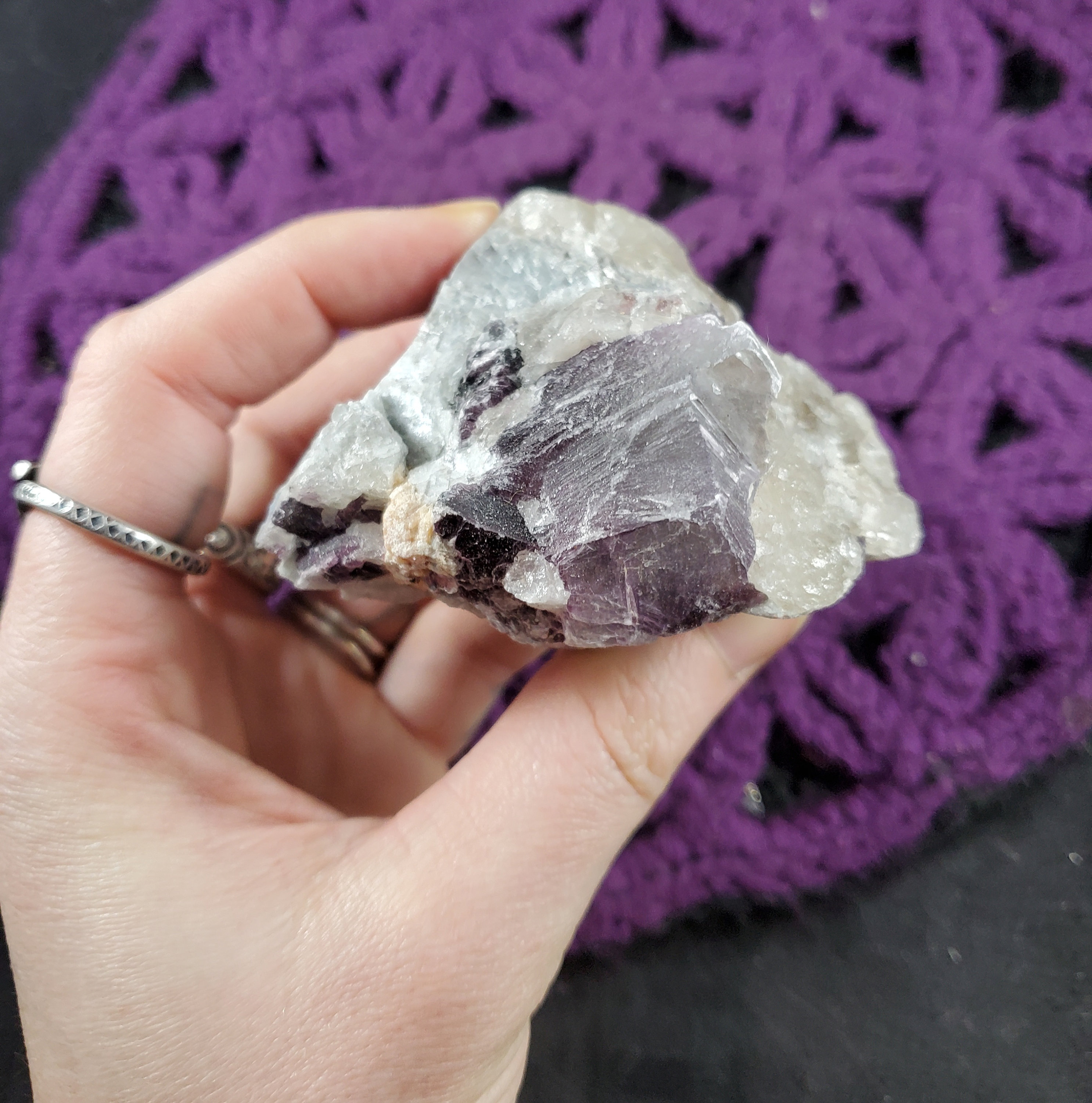 Lepidolite In Quartz Raw Crystal Rough Stones Brazil Purple Mica Lithium Quartz Blue Albite