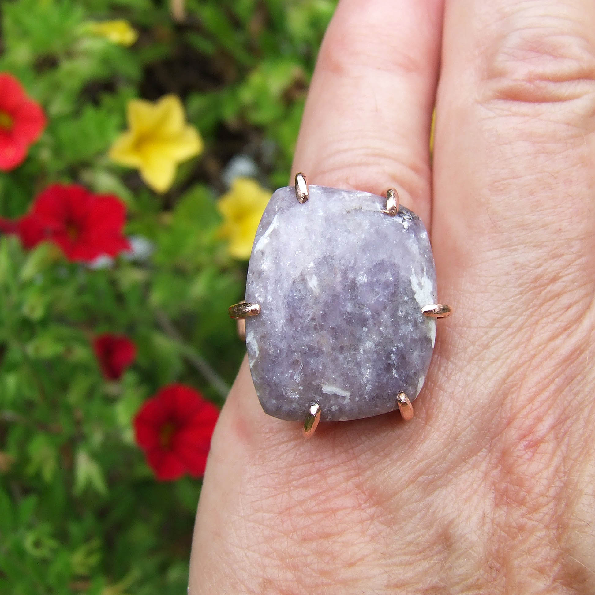 Lepidolite Ring, Copper Size 9.5