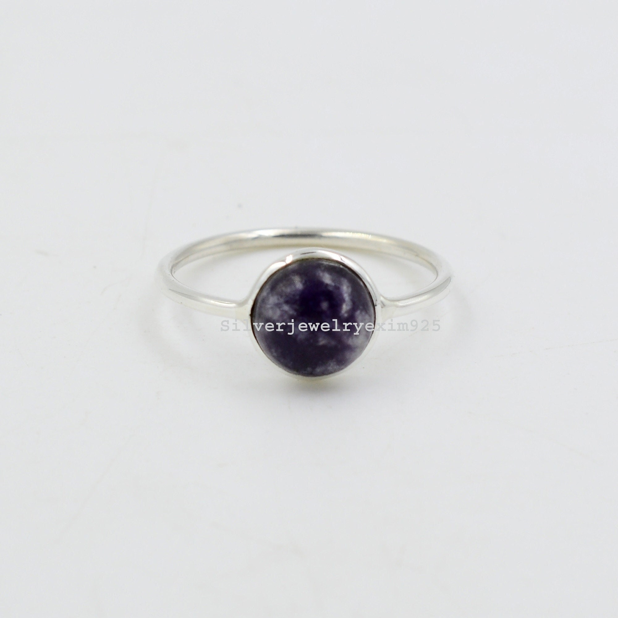 Handmade Lepidolite 925 Sterling Silver Ring: Minimalist Gemstone Jewelry Handmade Lepidolite 925 Sterling Silver Ring: Minimalist Gemstone Jewelry