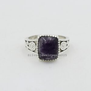 Handmade Lepidolite Ring: 925 Sterling Silver Gemstone Ring