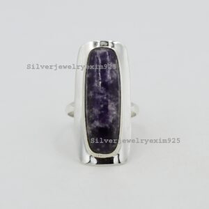 Handmade Lepidolite Ring: Bohemian Sterling Silver Gemstone