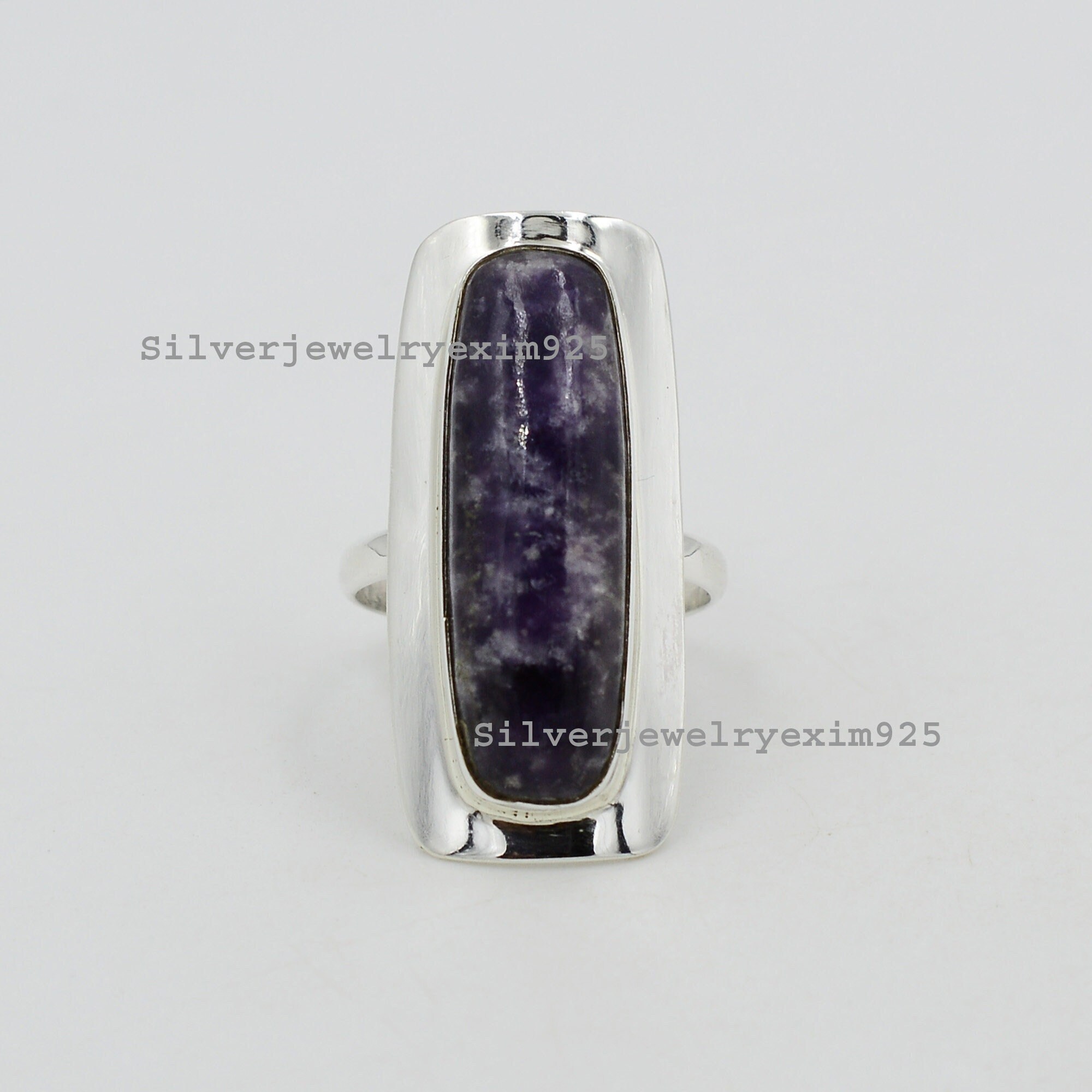Handmade Lepidolite Ring: Bohemian Sterling Silver Gemstone