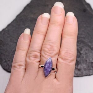 Lilac Frost  - Light Purple Lepidolite Sterling Silver Ring Size 10