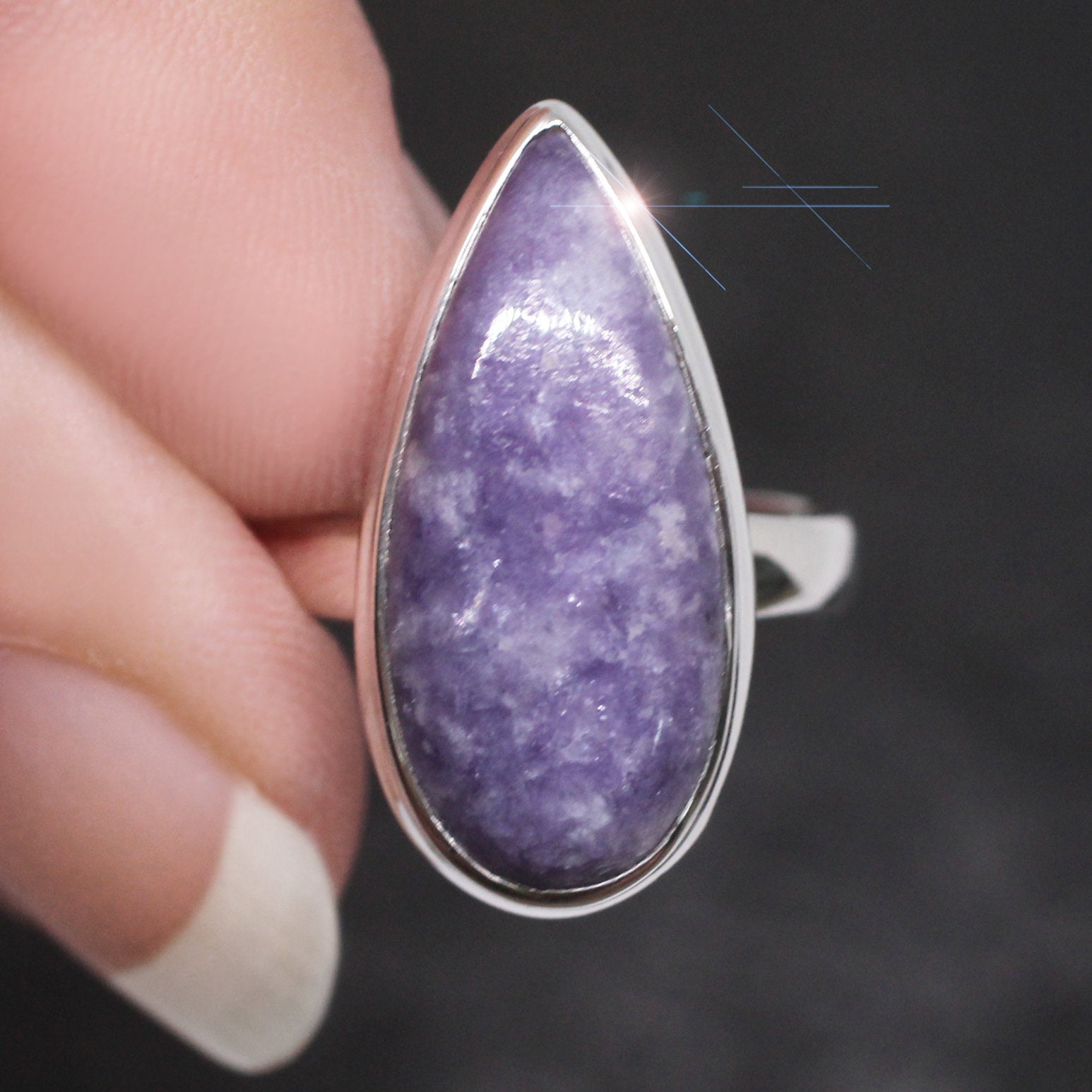 Lilac Frost - Light Purple Lepidolite Sterling Silver Ring Size 6.5