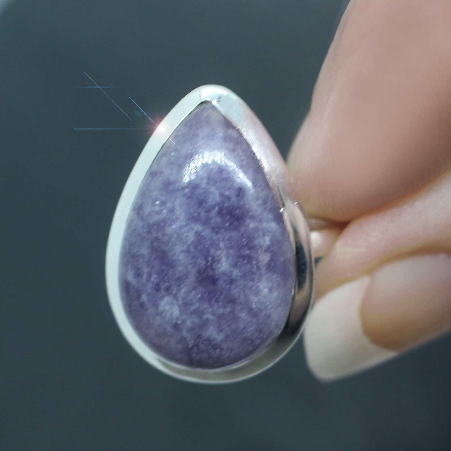Lilac Frost - Light Purple Lepidolite Sterling Silver Ring Size 7.5 Lilac Frost - Light Purple Lepidolite Sterling Silver Ring Size 7.5