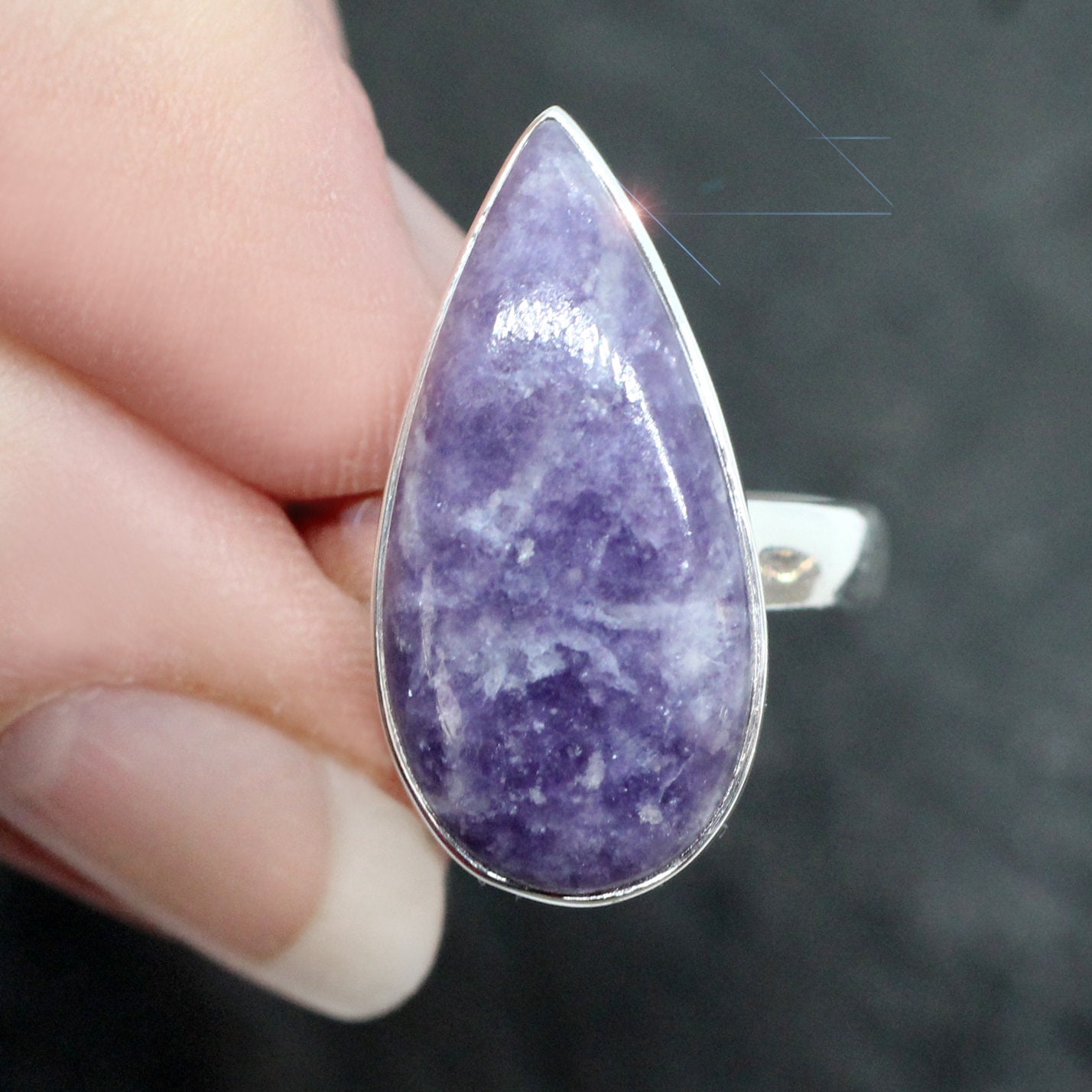 Lilac Frost - Light Purple Lepidolite Sterling Silver Ring Size 6.5
