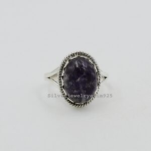 Natural Lepidolite Ring: Handmade Sterling Silver Gemstone Ring