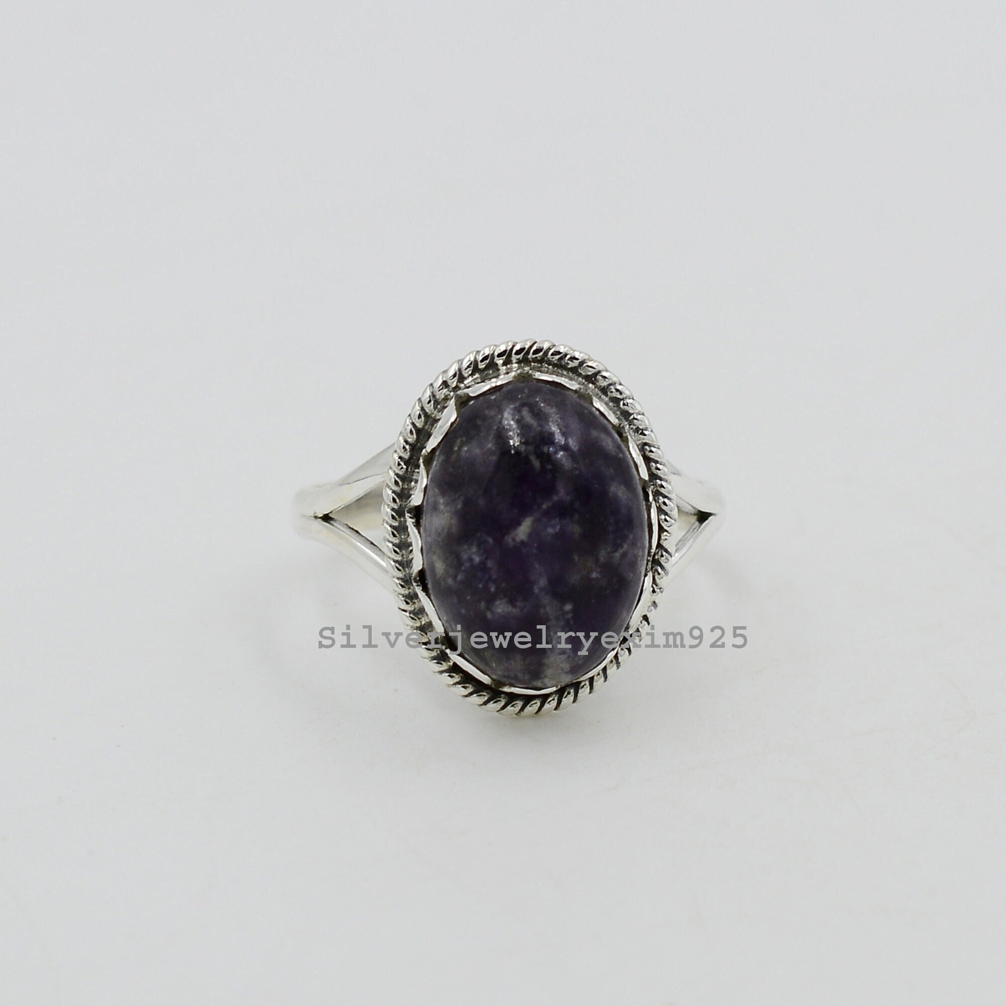 Natural Lepidolite Ring: Handmade Sterling Silver Gemstone Ring Natural Lepidolite Ring: Handmade Sterling Silver Gemstone Ring