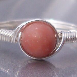 Pink Lepidolite .999 Fine Silver Wire Wrapped Ring