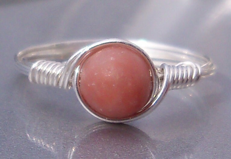 Pink Lepidolite .999 Fine Silver Wire Wrapped Ring