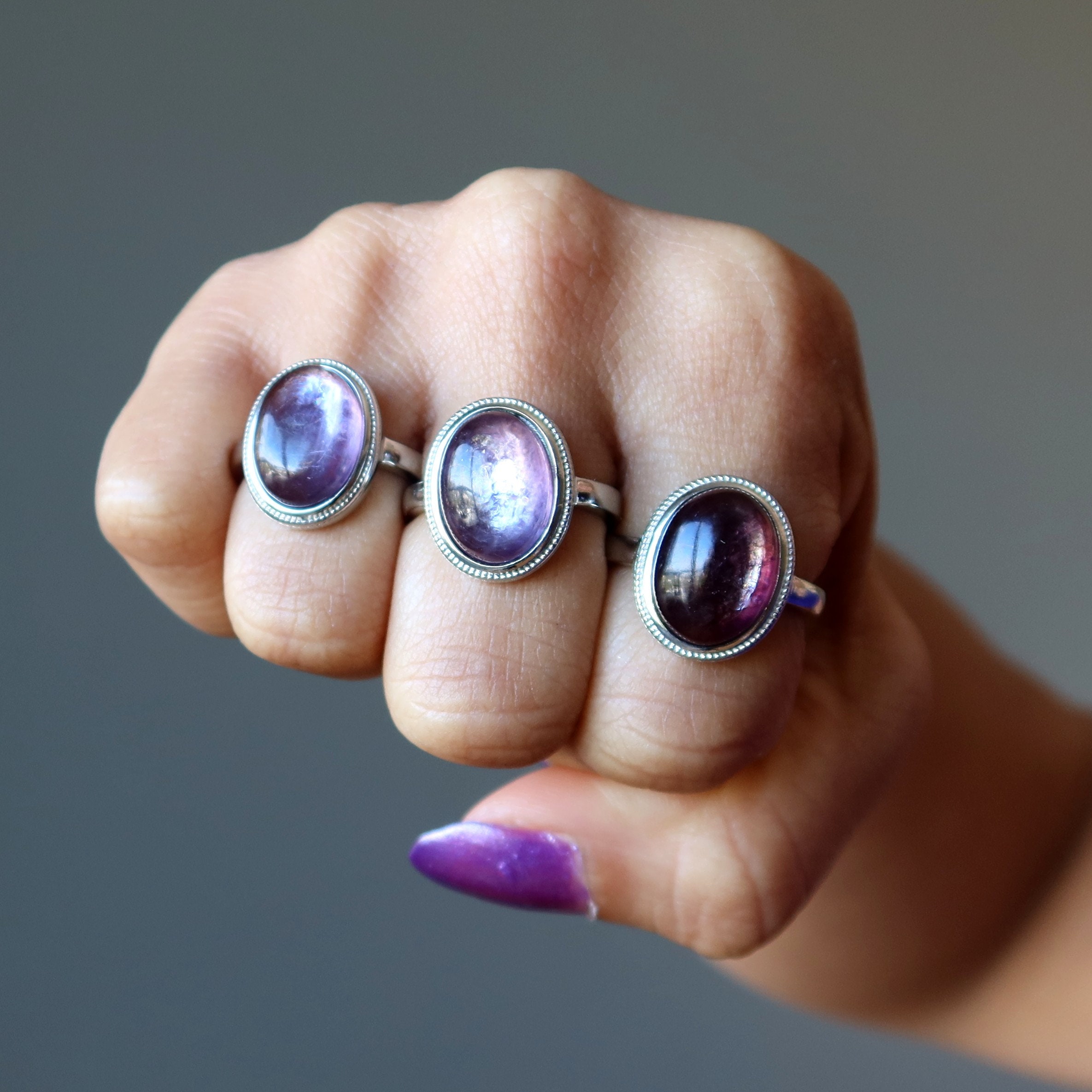 Lepidolite Ring Spiritual Zing Shiny Purple Gem White Bronze Lepidolite Ring Spiritual Zing Shiny Purple Gem White Bronze