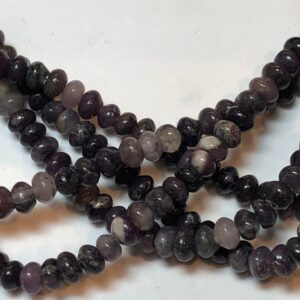 4mm rondelle dark Lepidolite gemstone beads. Full 15" strand of A grade rondelle beads. It's a form of Mica and a Lithium bearing mineral.