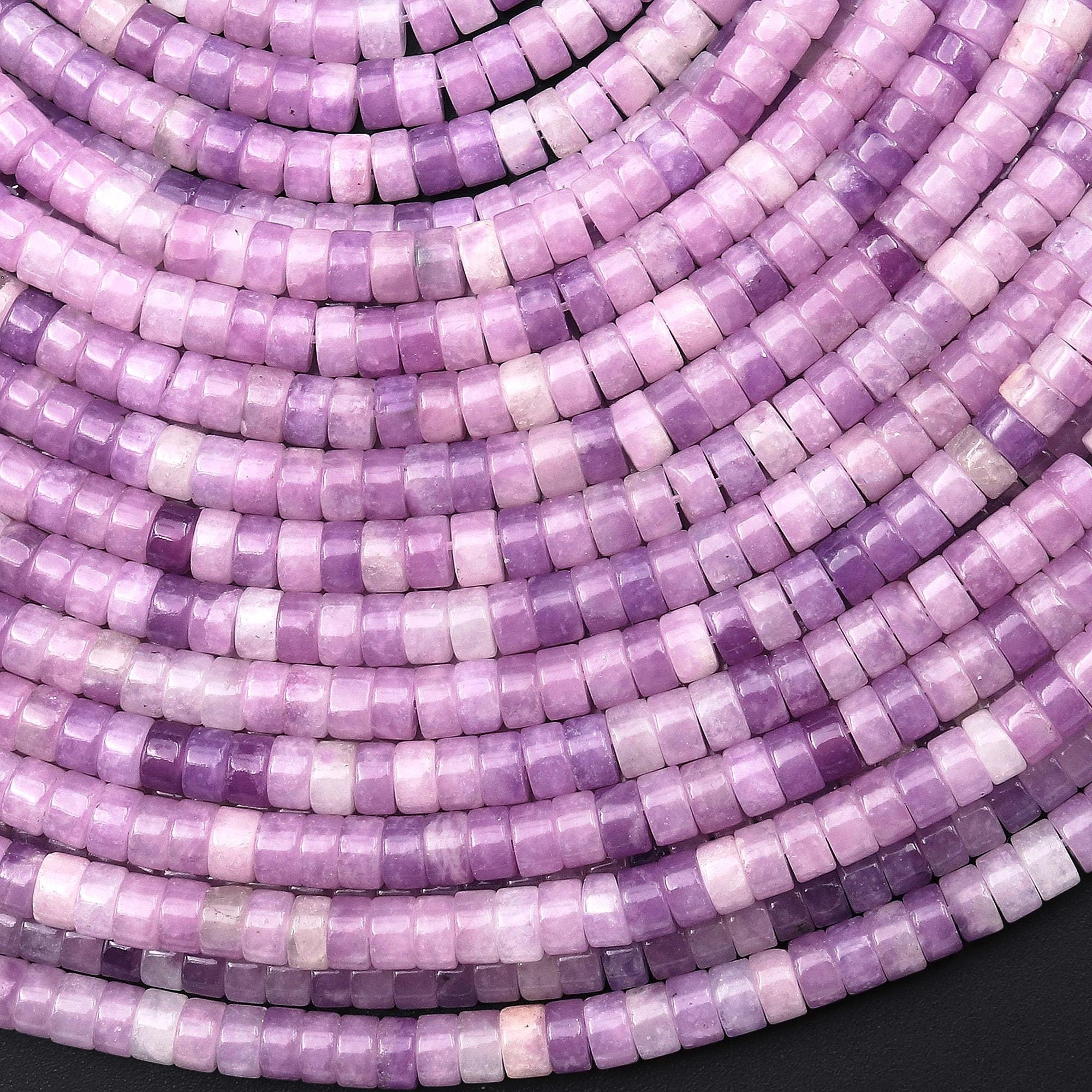 Aaa Natural Light Lilac Purple Lepidolite 4mm Heishi Rondelle Beads 15.5" Strand Aaa Natural Light Lilac Purple Lepidolite 4mm Heishi Rondelle Beads 15.5" Strand