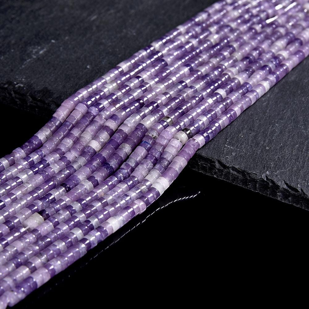 Lepidolite Gemstone Natural Heshi Rondelle Slice 4x2mm Beads 14.5 Inch Full Strand Wholesale (80019469-p105)