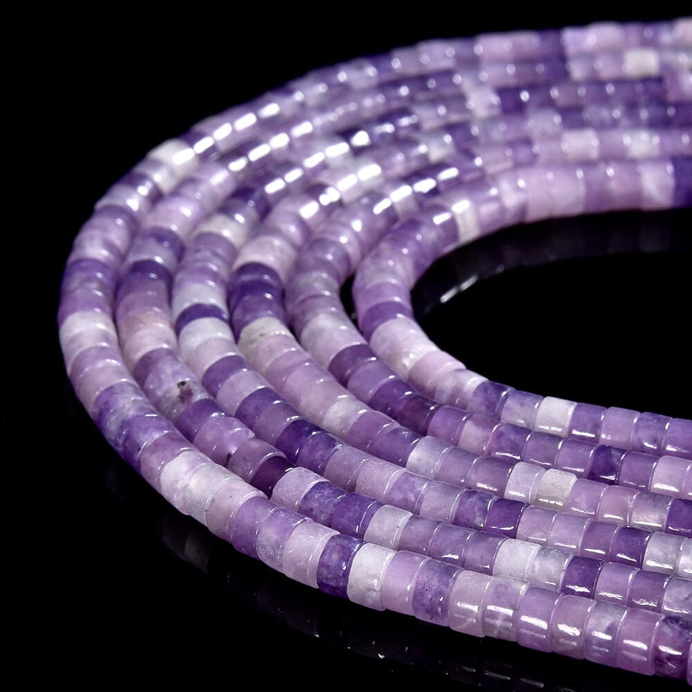 Natural Lepidolite Gemstone Heshi Rondelle Slice 4x2mm Loose Beads 14.5 Inch Full Strand (80019469-p105)