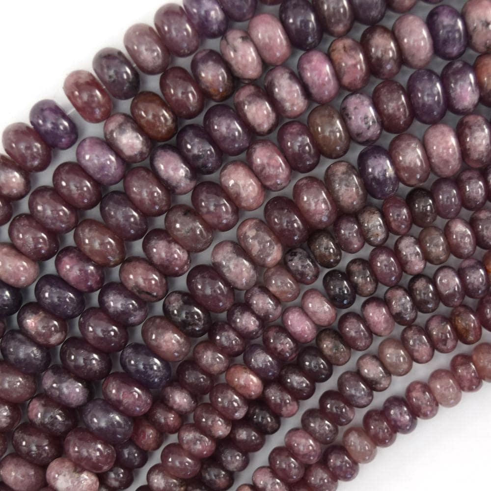 Natural Purple Lepidolite Rondelle Beads Gemstone 15.5" Strand 4x6mm 5x8mm Natural Purple Lepidolite Rondelle Beads Gemstone 15.5" Strand 4x6mm 5x8mm