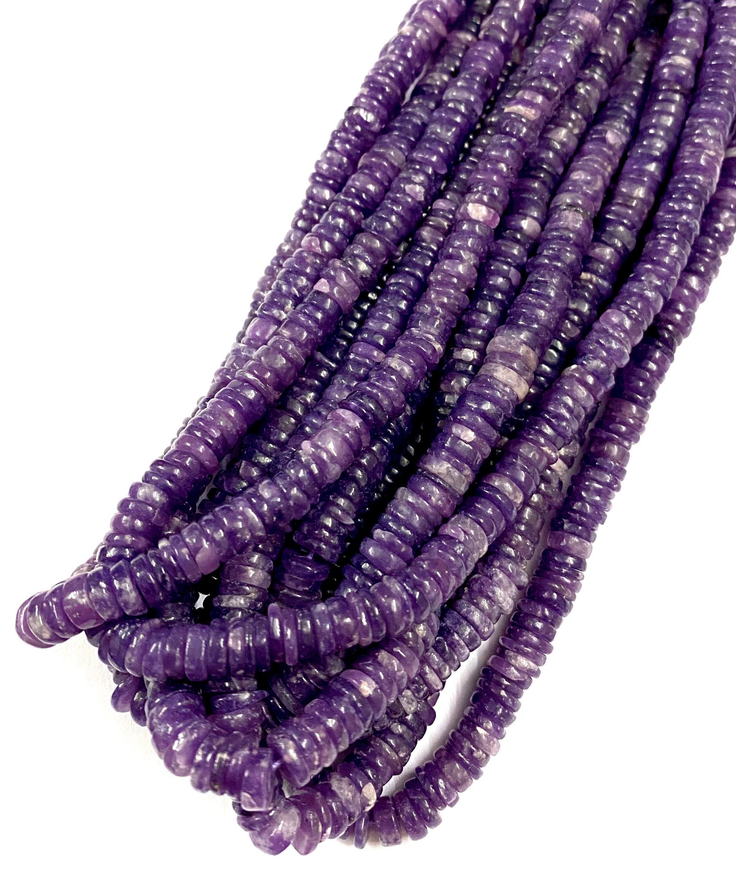 Violet Lepidolite Smooth Flat Rondelle Beads 6mm To 7mm Lepidolite Smooth Beads Purple Lepidolite Gemstone Beads Lepidolite Smooth Tyre Bead