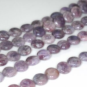 10mm Light Purple Lepidolite Gemstone Grade Ab Flat Round Loose Beads 16 Inch Full Strand (90188414-655)