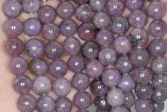 10mm Violet Purple Lepidolite Gemstone Grade A Round Loose Beads 16 Inch Full Strand (90188485-653)