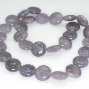 12mm Lavender Purple Lepidolite Gemstone Grade A Flat Round Beads 8 Inch Half Strand Bulk Lot 1,2,6,12 And 50 (90187874-656)