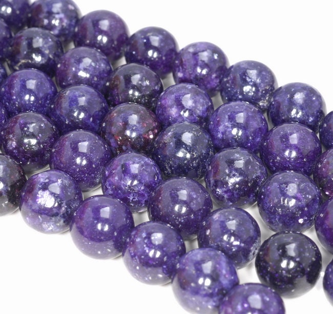 15mm Genuine Purple Lepidolite Gemstone Grade Aaa Round Loose Beads 7 Inch Half Strand (80003781-b93)