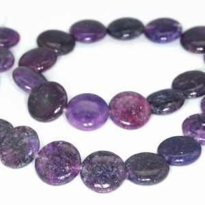 16mm Purple Lepidolite Gemstone Grade A Flat Round Loose Beads 15.5 Inch Full Strand (90188266-657)