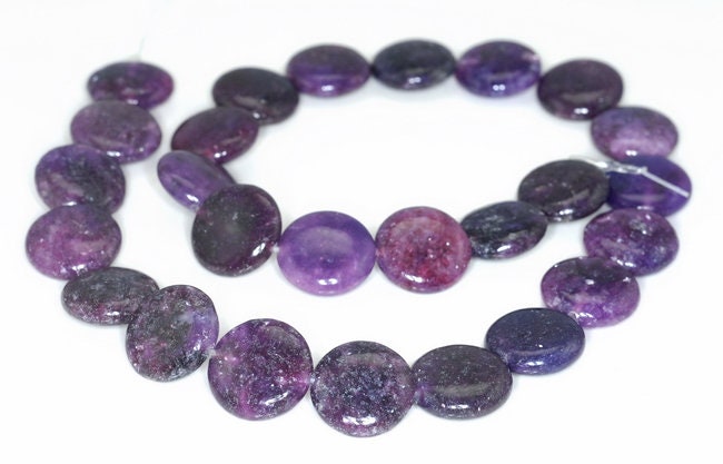 16mm Purple Lepidolite Gemstone Grade A Flat Round Loose Beads 15.5 Inch Full Strand (90188266-657)