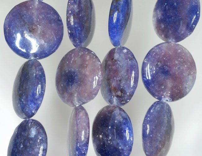 20mm Purple Blue Lepidolite Gemstone Grade A Flat Round Loose Beads 8 Inch Half Strand (90187868-658)