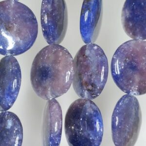 20mm Purple Blue Lepidolite Gemstone Grade A Flat Round Loose Beads 16 Inch Full Strand (90188327-658)