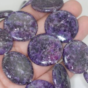 25mm Purple Lepidolite Gemstone Grade Aa Flat Round Loose Beads 7.5 Inch Half Strand (90188047-705b)