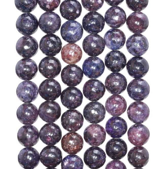 7-8mm Genuine Purple Lepidolite Gemstone Grade Aa Round Loose Beads 7 Inch Half Strand (80003776-b93)