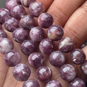 Natural 15 Inches Lepidolite High Quality Round Beads, Lepidolite 10 Mm Round Beads An Amazing Item